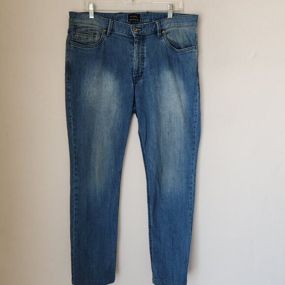 HILTL Dude Straight Slim Fit Jeans Stretch 5 Pocket Meduim Wash Blue - Picture 2 of 11